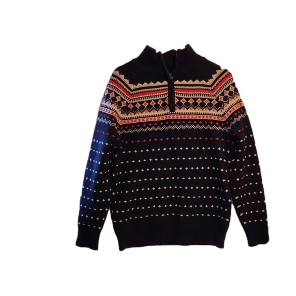 J. Crew Factory Nordic Fair Isle wool 1/4 zip sweater Sz S